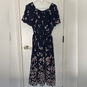 Studio One Navy Floral Print Dress LARGE